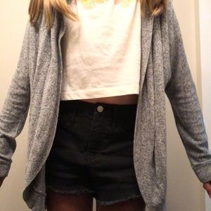 a grey long sleeve cardigan